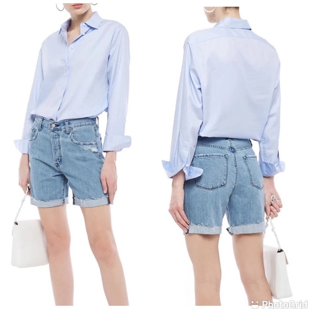 J Brand Billey Denim Shorts Distressed High Rise in Acoustic